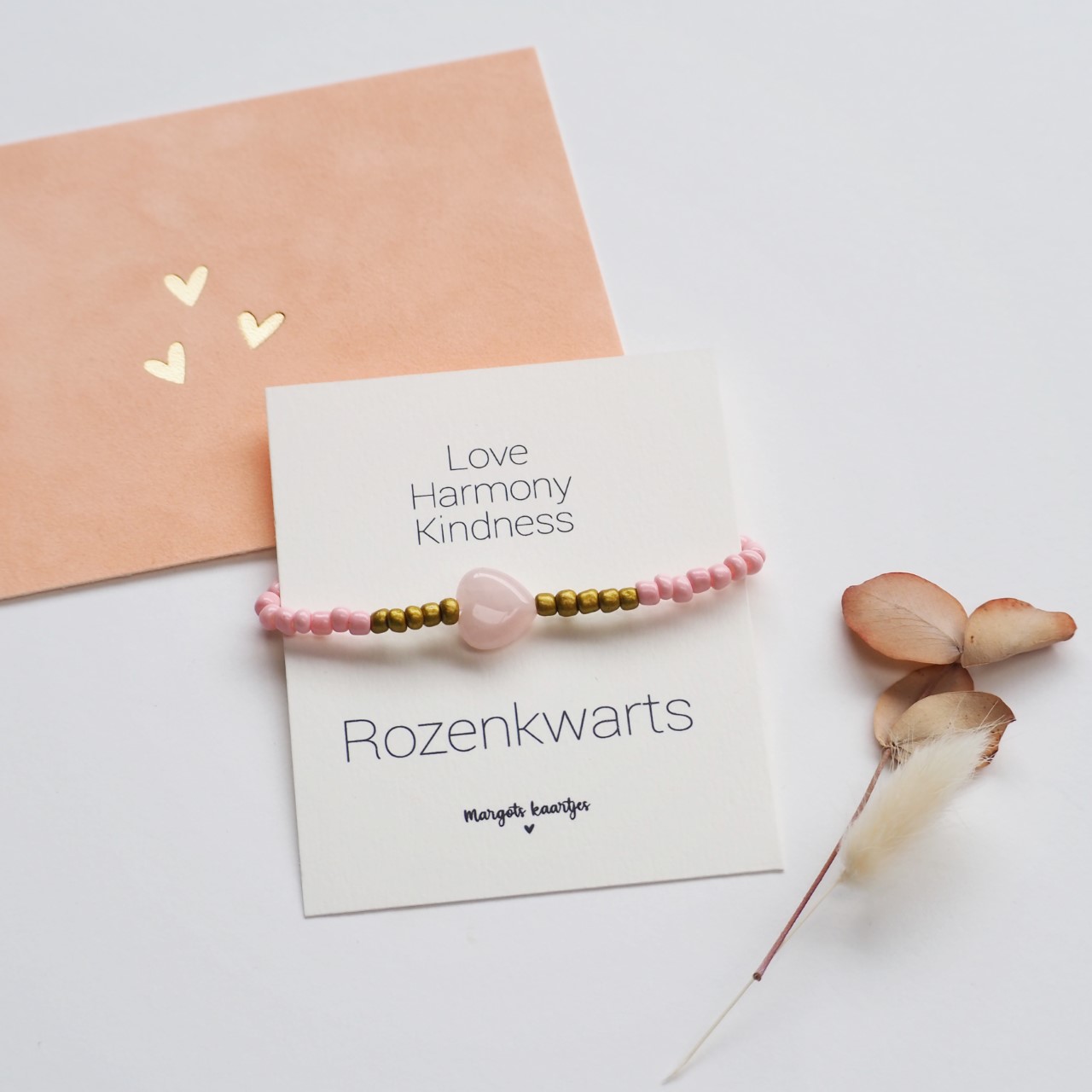Armbandje - Rozenkwarts edelsteen
